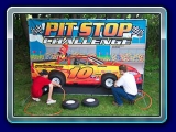 Pit Stop Game - Pit stop challenge brings all of the energy and excitement of stock car racing to any event! Challengers can race against each other in a frantic effort to have the fastest pit stop tire change. Excellent for car shows.